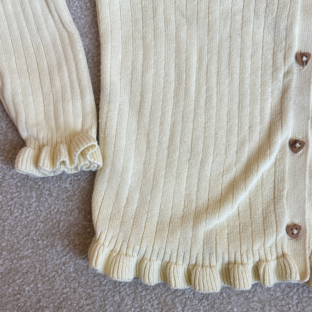 F&F Cream Ribbed Knit Cardigan - Picture 3 of 3